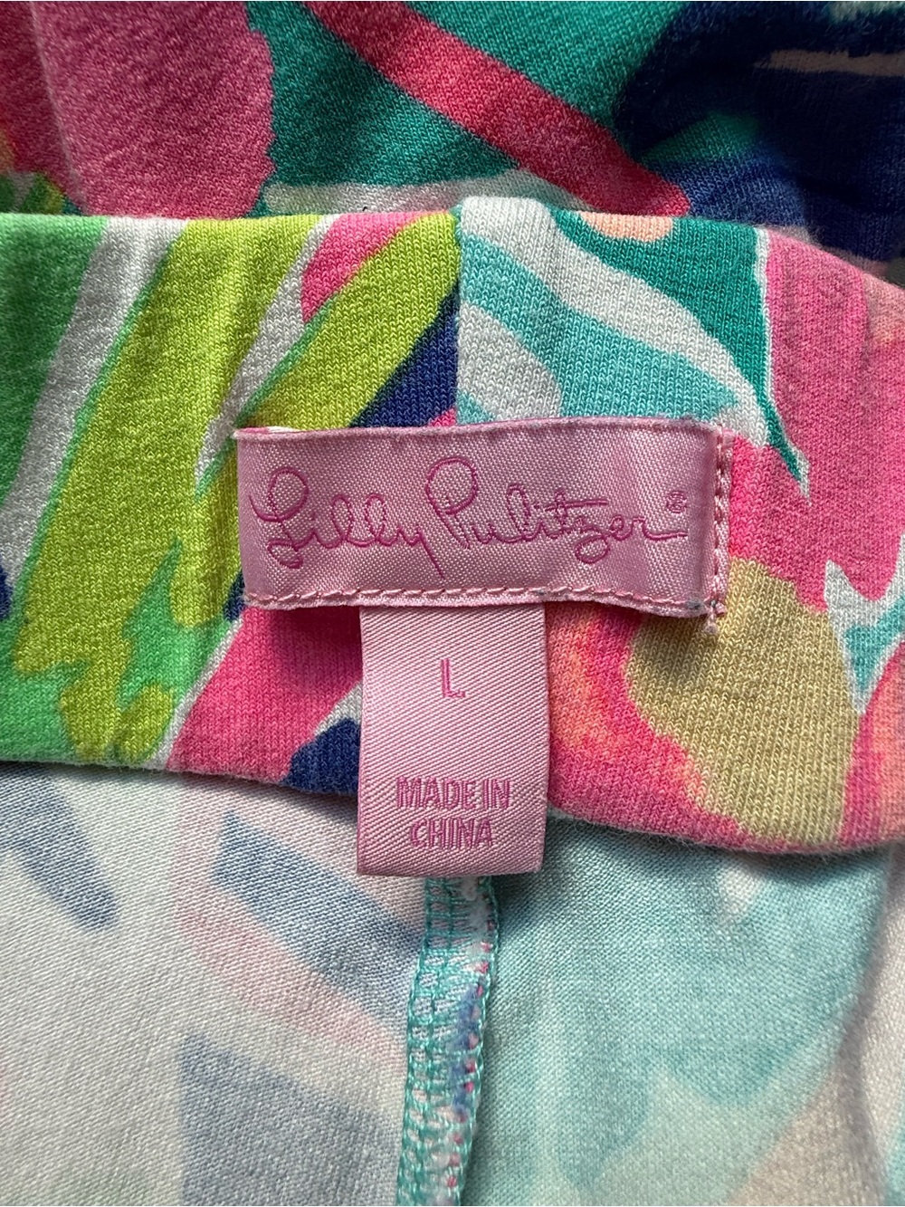 Lilly Pulitzer Bright Bold Colorful Pink Cotton Pull On Pants Large - Picture 2 of 3